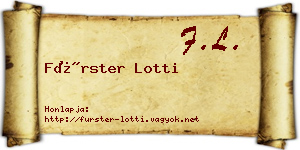 Fürster Lotti névjegykártya